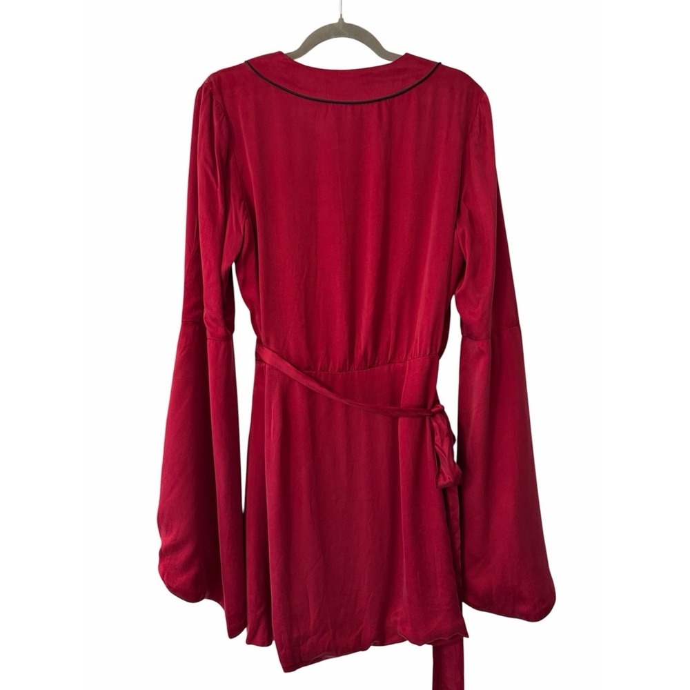 House of Harlow 1960 x Revolve Silky Red Boho Bell Sleeve Wrap Dress Large - Picture 5 of 16